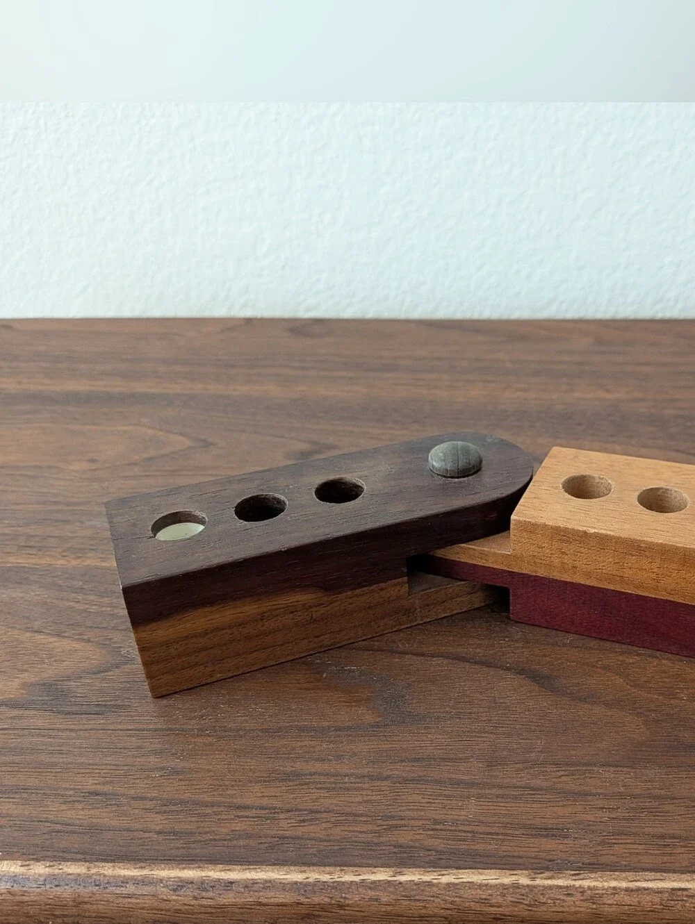 Vintage Handcrafted WoodenHinged Rotating Pen Pencil Holder Desktop Organizer 8